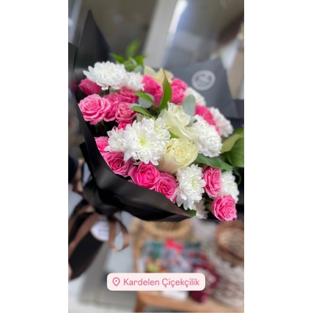 Vip pembe beyaz soft buket 26/2